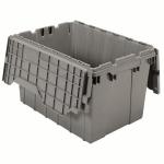 Akro-Mills Attached Lid Container, 12 gal, 21 1/2"L x 12 1/2"H x 15"W, Grey