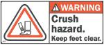 Decal, WARNING: Crush Hazard, 4.25? x 1.75"