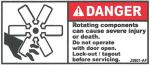 Decal, JetGo, DANGER: Rotating Components Can Cause Severe Injury or Death, 3? x 1.375"