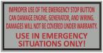 Decal, JetGo, Emergency Stop Damage Warning, 3? x 1.5"