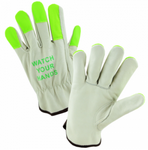 West Chester 2XL Hi-Viz Green Keystone Thumb Select Grain Cowhide Leather Driver Gloves