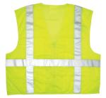 MCR Safety Class 2 ANSI Lime Dielectric Solid Front Mesh Back Zipper Safety Vest