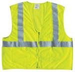 MCR Safety Class 2 ANSI Lime Mesh Zipper Safety Vest