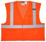 MCR Safety Break Away Limited Flammability Class 2 ANSI Orange Mesh Hook & Loop Safety Vest