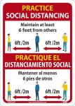 PRACTICE SOCIAL DISTANCING, MAINTAIN 6 FEET, ENG/ESP