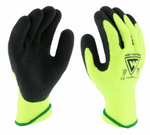 West Chester 10 Gauge Yellow Hi-Viz Liner & Crinkle Latex Palm Coated Gloves