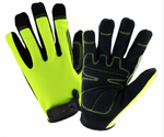 West Chester Hi-Viz Black/Green Spandex High Dexterity Gloves