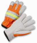 West Chester Hi-Viz Grainskin Cowhide Leather Driver Gloves