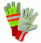 West Chester Hi-Viz Premium Grain Pigskin Leather Palm Gloves With Winter Lining
