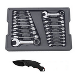 GearWrench 20pc. Stubby Non-Ratcheting Combination Wrench Set With Black Shuffle Knife