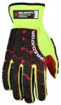 MCR Safety Predator Textured PU Coated Lime/Red Tire Tread Pattern Baggage Handling Gloves