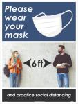 PLEASE WEAR YOUR MASK, 6FT, POSTER
