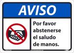 NOTICE PLEASE REFRAIN FROM SHAKING HANDS, SPANISH