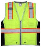 MCR Safety Class 2 Badge Holder ANSI Lime Mesh Zipper Safety Vest