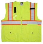 MCR Safety Class 2 Back Pocket ANSI Lime Solid Zipper Safety Vest