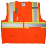 MCR Safety Class 2 ANSI/CSA Z96 Orange Zipper Front Plan Pocket Safety Vest