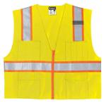 MCR Safety Surveyor Style Class 2 ANSI Lime Solid Zipper Safety Vest