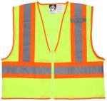 MCR Safety Limited Flammability Lime Class 2 Orange & Silver Striped Zipper Safety Vest