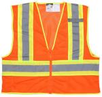 MCR Safety Limited Flammability Orange Class 2 Lime & Silver Striped Zipper Safety Vest