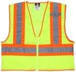 MCR Safety Class 2 Lime Inner Pocket Zipper Front Safety Vest