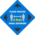 SOCIAL DISTANCING WALK ON FLOOR SIGN, BLUE