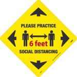 SOCIAL DISTANCING WALK ON FLOOR SIGN, YELLOW