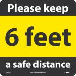 KEEP A SAFE DISTANCE WALK ON FLOOR SIGN