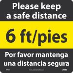 KEEP A SAFE DISTANCE, FLOOR SIGN, ENG/ESP