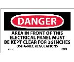 DANGER KEEP ELECTRICAL PANEL CLEAR LABEL
