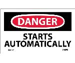 DANGER STARTS AUTOMATICALLY LABEL