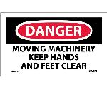 DANGER MOVING MACHINERY KEEP HANDS AND FEET CLEAR LABEL