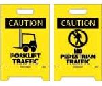 CAUTION FORKLIFT TRAFFIC DOUBLE-SIDED FLOOR SIGN