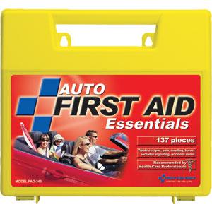138-Piece Auto First Aid Kit, Plastic Case