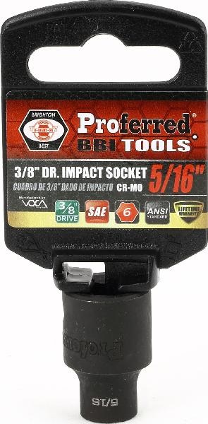Proferred 3/8 Drive SAE 6 Point Impact Socket 11/16