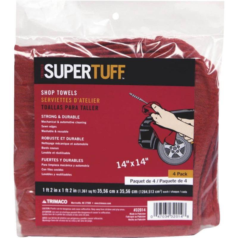 4 PACK BAG SUPERTUFF™ RED MECHANIC SHOP TOWELS 14 X 14