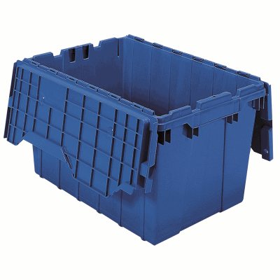 Akro-Mills Attached Lid Container, 12 gal, 21 1/2L x 12 1/2H x 15W, Blue