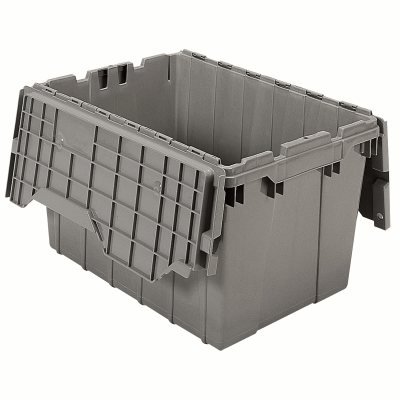 Akro-Mills Attached Lid Container, 12 gal, 21 1/2L x 12 1/2H x 15W, Grey