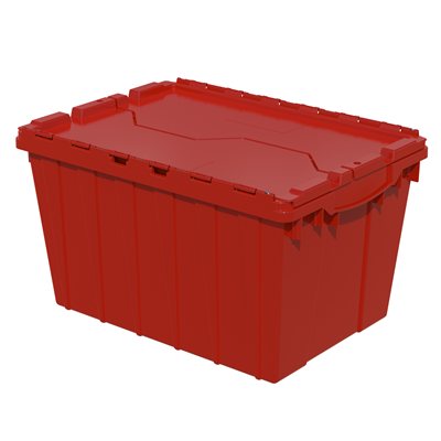 Akro-Mills Attached Lid Container, 12 gal, 21 1/2L x 12 1/2H x 15W, Red