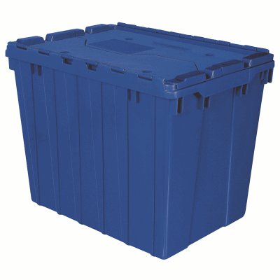 Akro-Mills Attached Lid Container, 17 gal, 21 1/2L x 17H x 15W, Blue