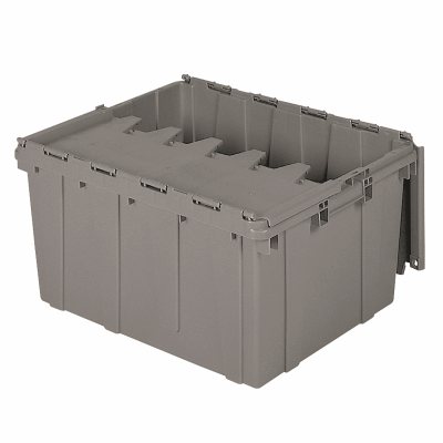 Akro-Mills Attached Lid Container, 17 gal, 24L x 12 1/2H x 19 1/2W, Grey