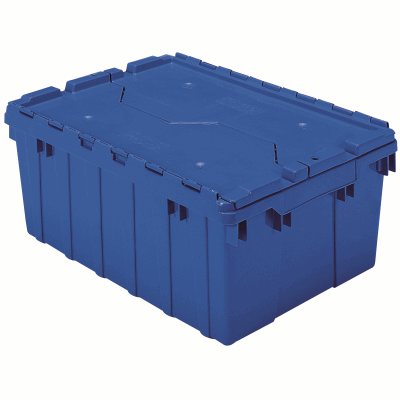 Akro-Mills Attached Lid Container, 8.5 gal, 21 1/2L x 9H x 15W, Blue