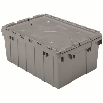 Akro-Mills Attached Lid Container, 8.5 gal, 21 1/2L x 9H x 15W, Grey
