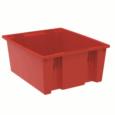 Akro-Mills Nest & Stack Tote, 23 1/2L x 10H x 19 1/2W, Red