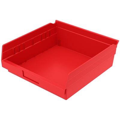 Akro-Mills Shelf Bin, 11 5/8L x 4H x 11 1/8W, Red