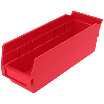 Akro-Mills Shelf Bin, 11 5/8L x 4H x 4 1/8W, Red