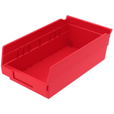 Akro-Mills Shelf Bin, 11 5/8L x 4H x 6 5/8W, Red