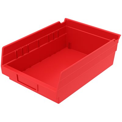 Akro-Mills Shelf Bin, 11 5/8L x 4H x 8 3/8W, Red