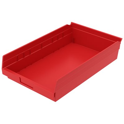 Akro-Mills Shelf Bin, 17 7/8L x 4H x 11 1/8W, Red