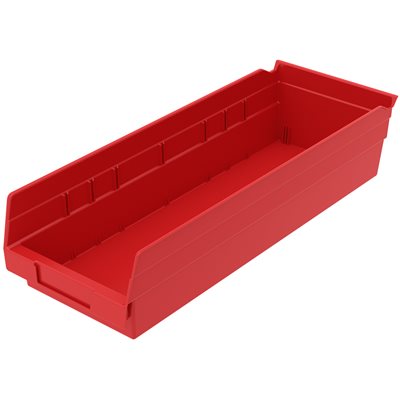 Akro-Mills Shelf Bin, 17 7/8L x 4H x 6 5/8W, Red