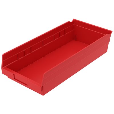 Akro-Mills Shelf Bin, 17 7/8L x 4H x 8 3/8W, Red